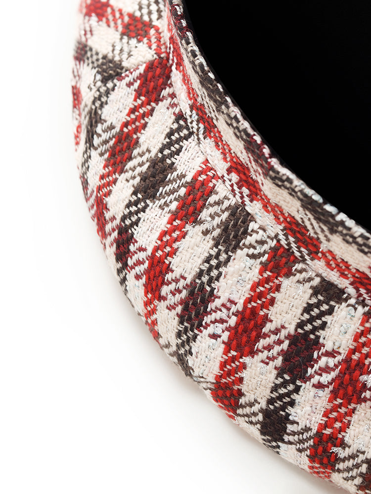 Red And White Plaid Beret