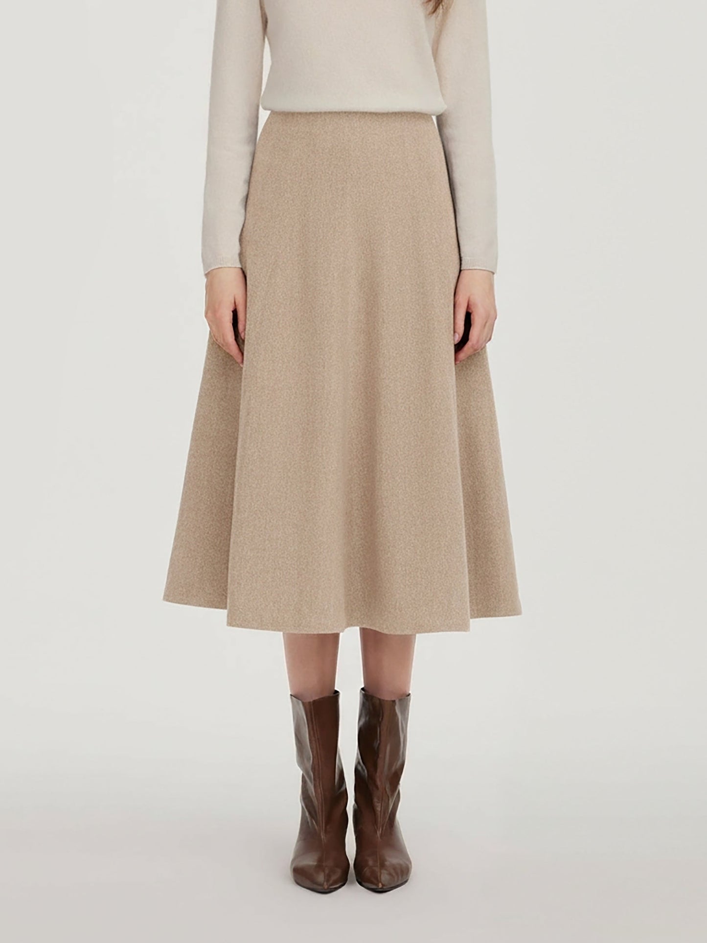 100% Washable Wool Women A-Line Flared Skirt