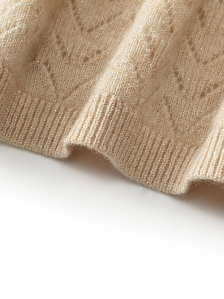 Beige Cashmere Sequins Women Sweater