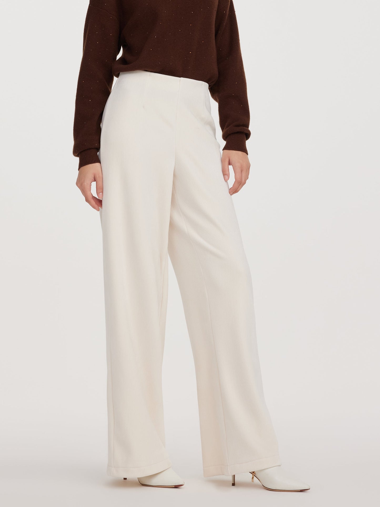 Velvet Ribbed Loose Straight Leg Women Knit Pants