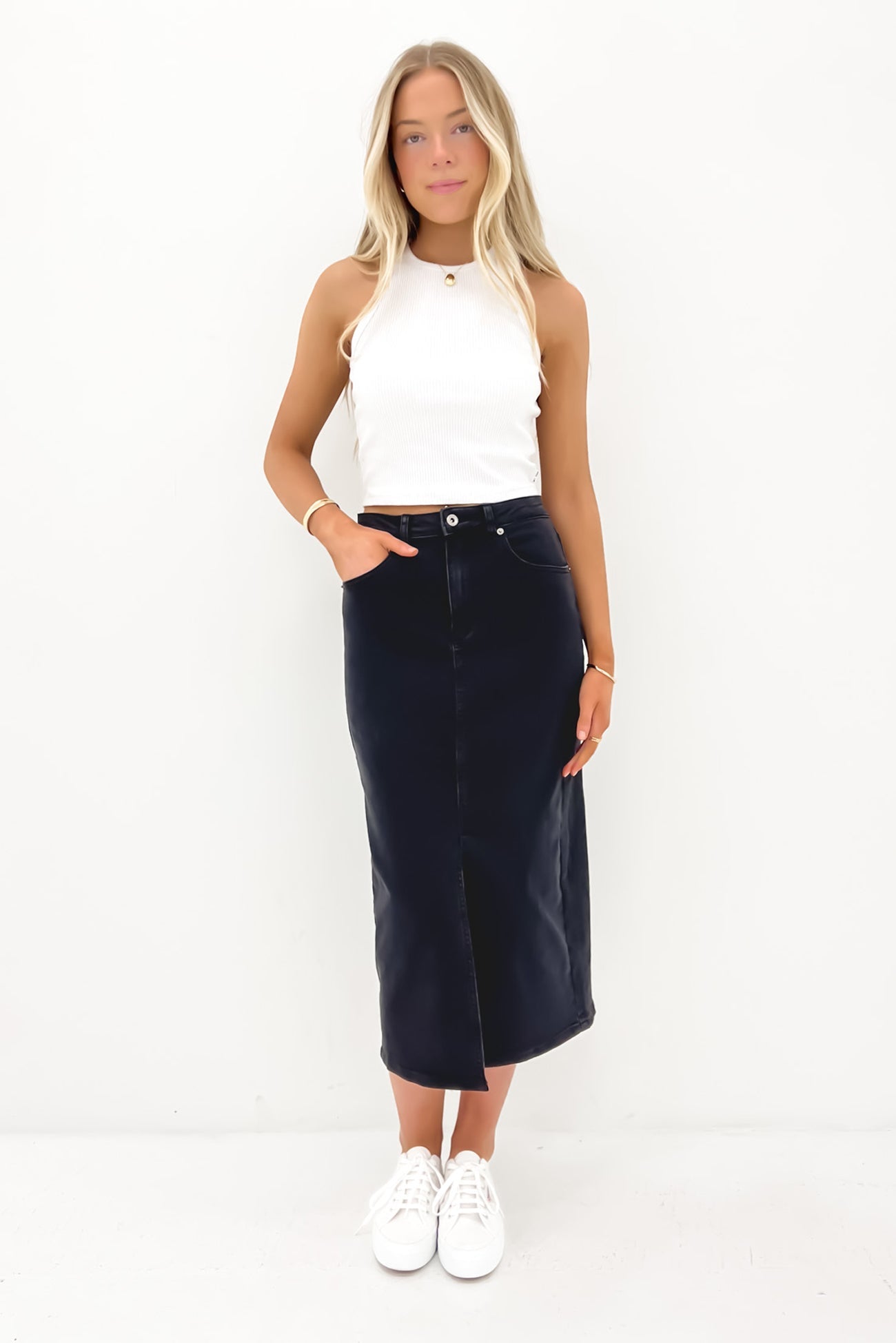 Alivia Denim Midi Skirt