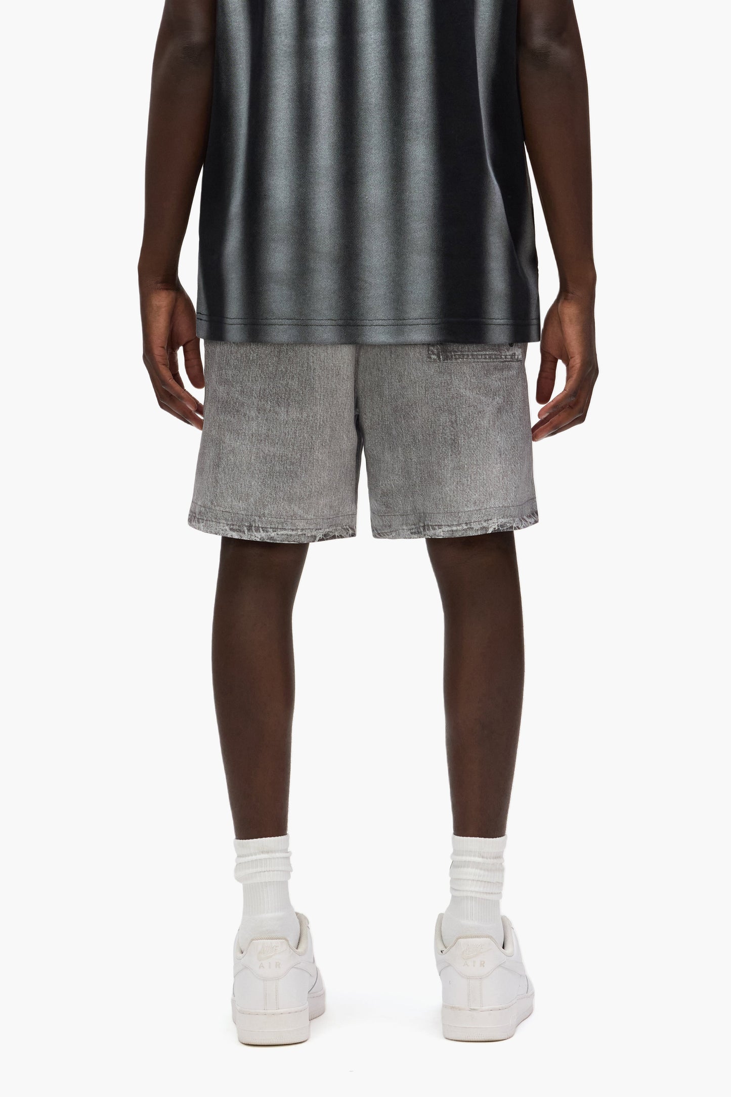Faux Denim Wordmark All Around Shorts