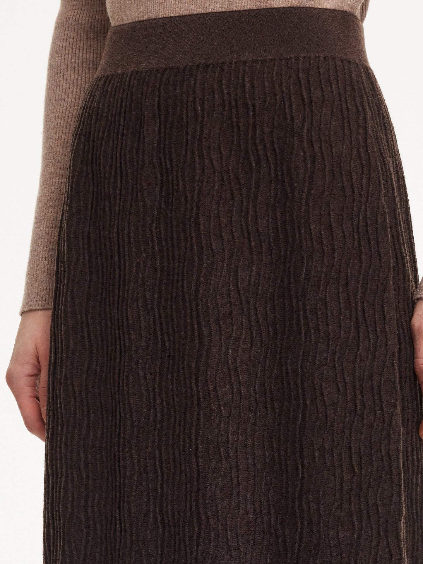 Ribbed Knitted Column Women Skirt