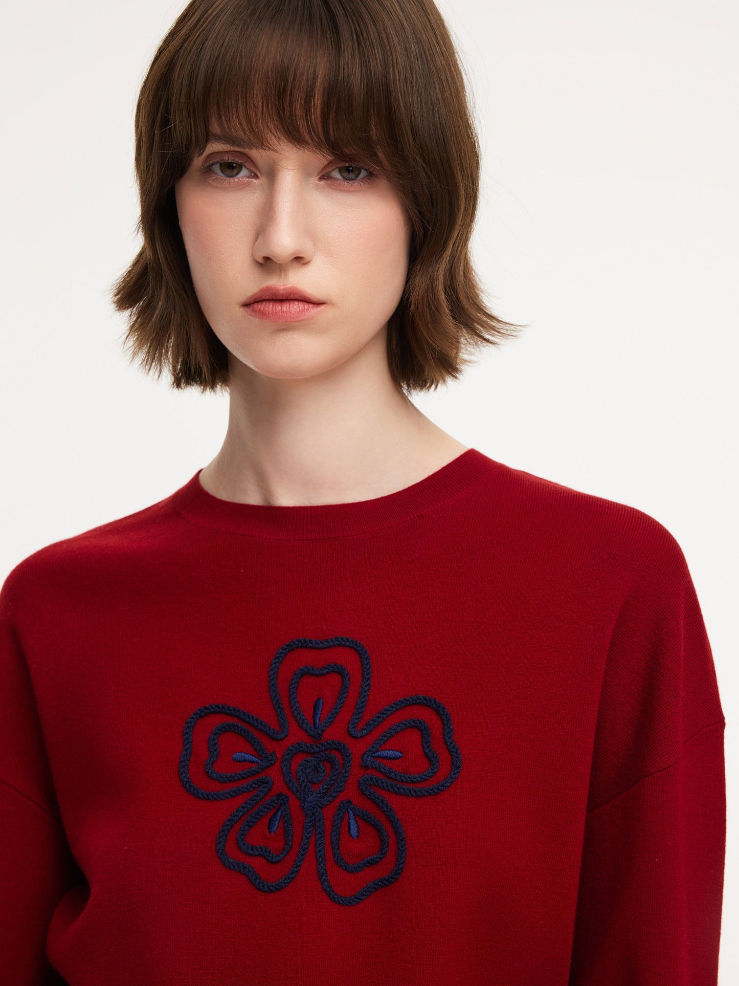 Tencel Wool Blend Floral Women Sweater