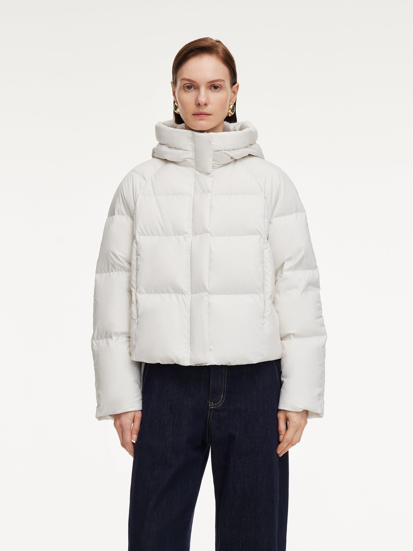Hooded Zip-Up Goose Down Jacket