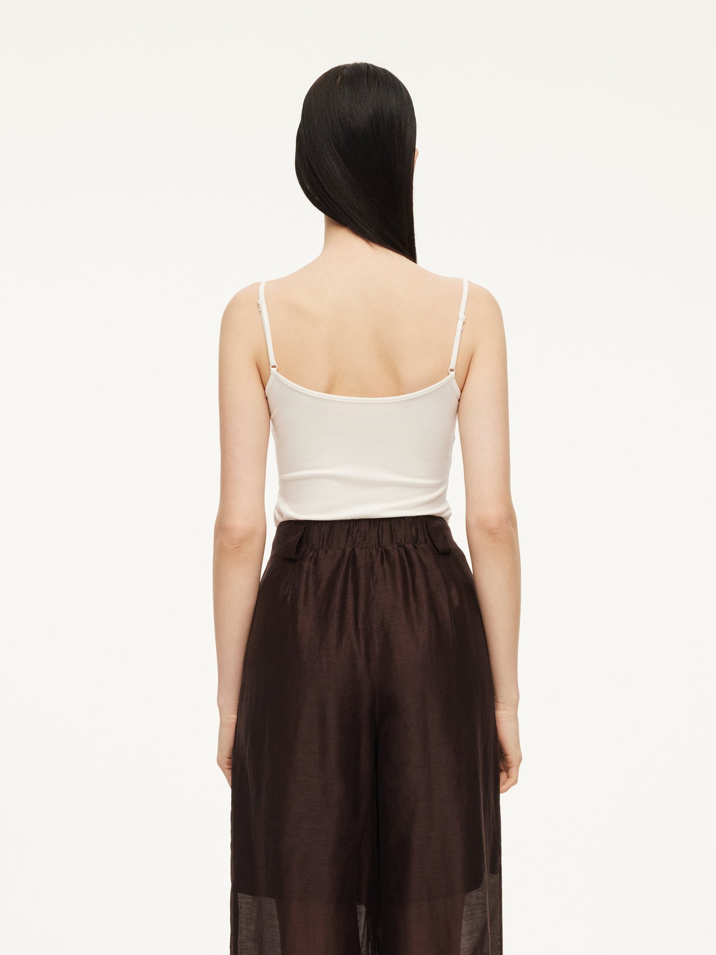 Tencel Acetate Linen Blend Women Sheer Oversized Shirt & Camisole Two-Piece Set