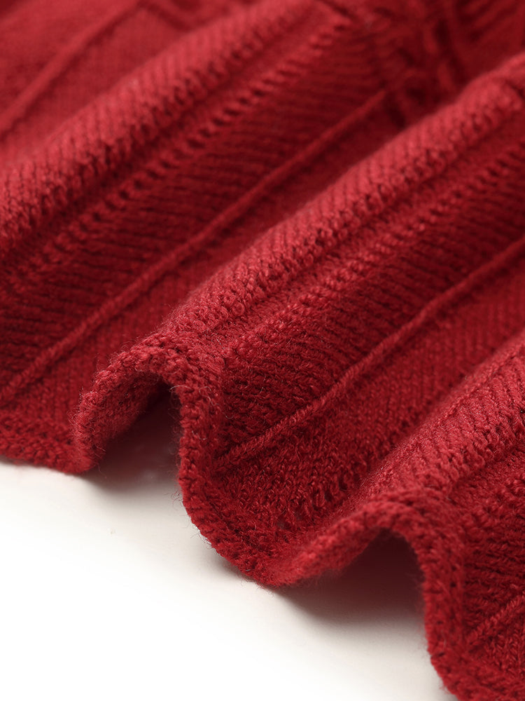 Tencel Wool Blend Wave Cut Collar Women Sweater
