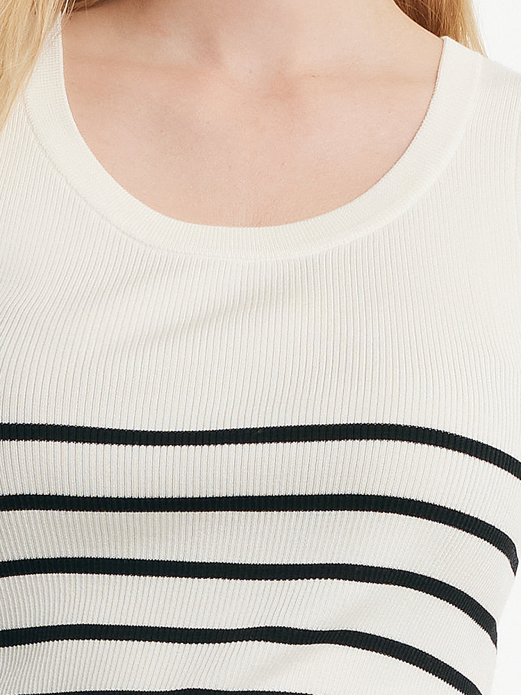 Acetate Cotton Knitted Striped Tank Top