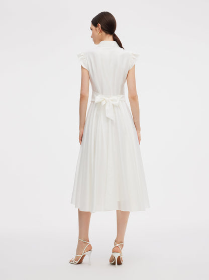 Tencel Blend Ruffle Cap Sleeve Women Maxi Dress