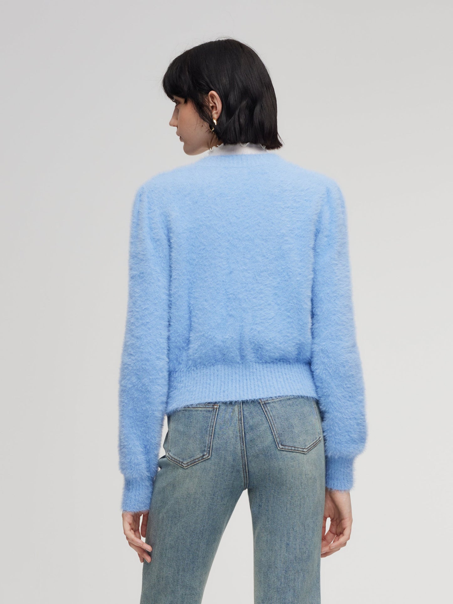 Faux Mink V-Neck Women Cardigan