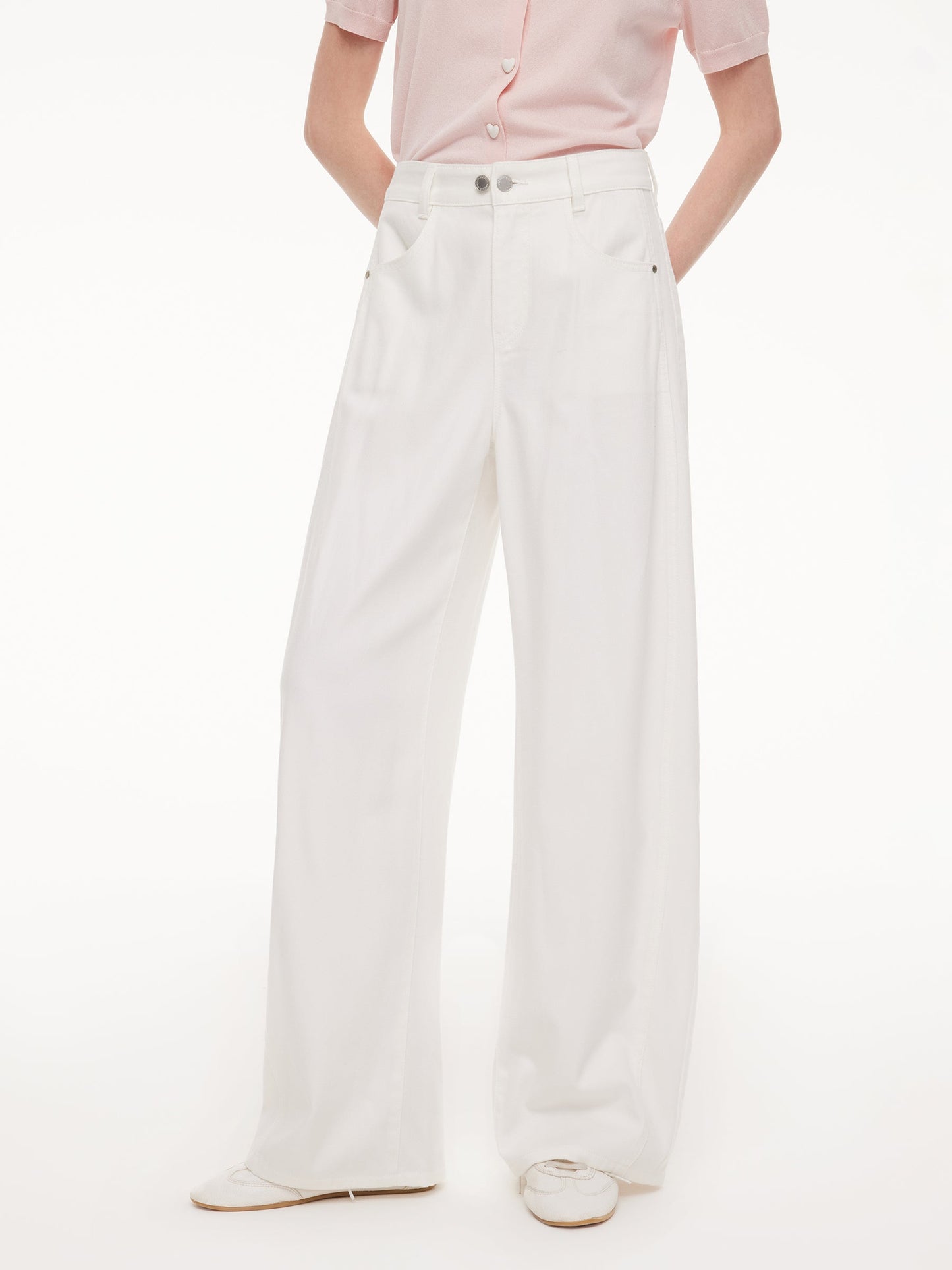 Lyocell Cotton Blend Adjustable Waist Women Curved-Leg Jeans