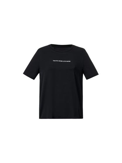 22MM Mulberry Silk Tencel Blend Women Letter Print T-Shirt