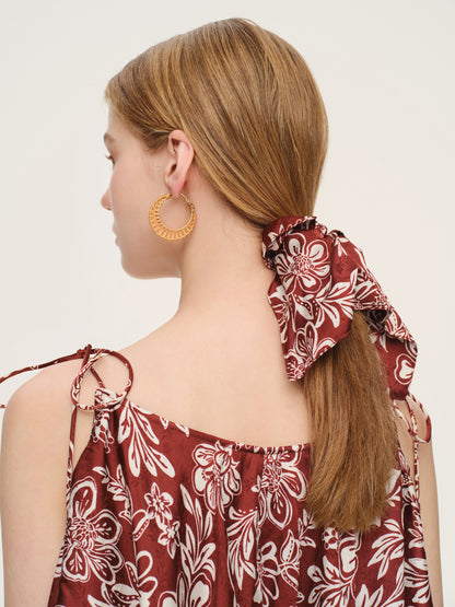 Marigold Floral Print Cold Shoulder Women Strap Maxi Dress
