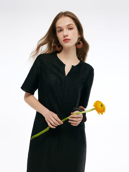 18MM Xiang Yun Silk Pockets Women Loose Fit Midi Dress