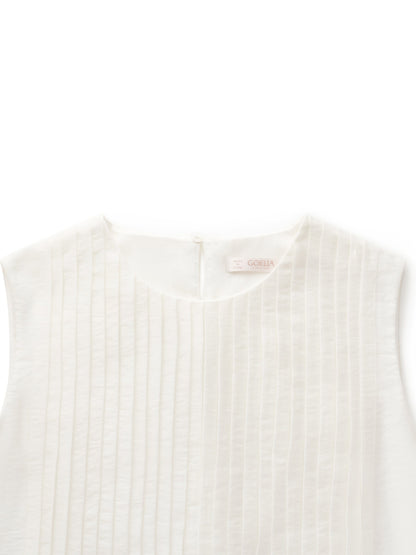 Tencel Blend Pleated Tank Top And Skirt Two-Piece Set
