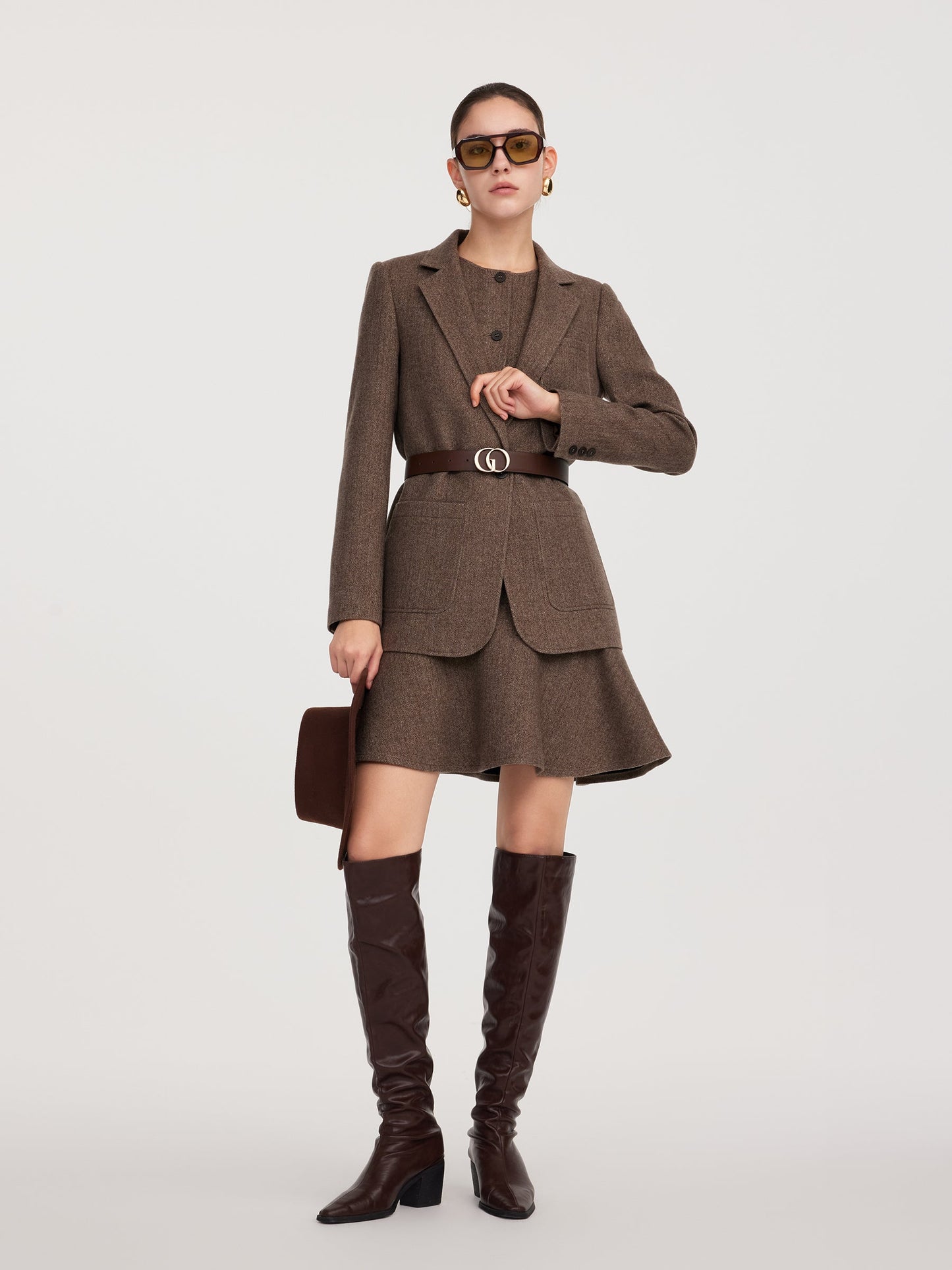 Washable Wool Blazer And Sleeveless Mini Dress Two-Piece Set