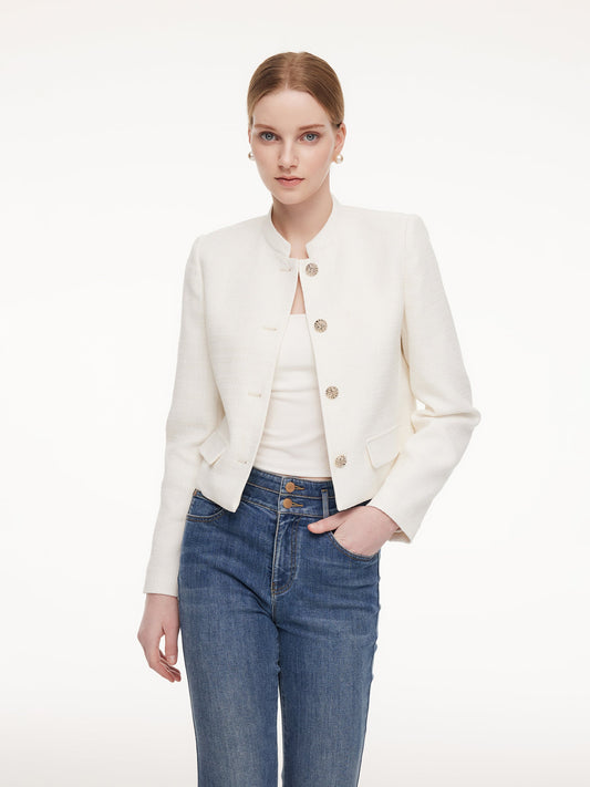 Stand Collar Single-Breasted Women Jacket