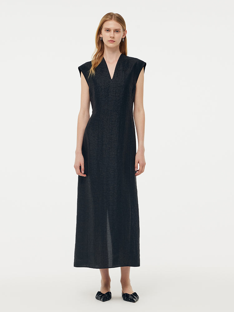 18MM Xiang Yun Silk V-Neck Cap Sleeve Women Maxi Dress