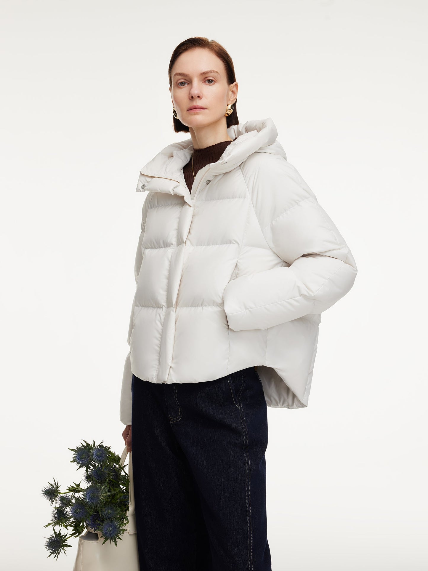 Hooded Zip-Up Goose Down Jacket