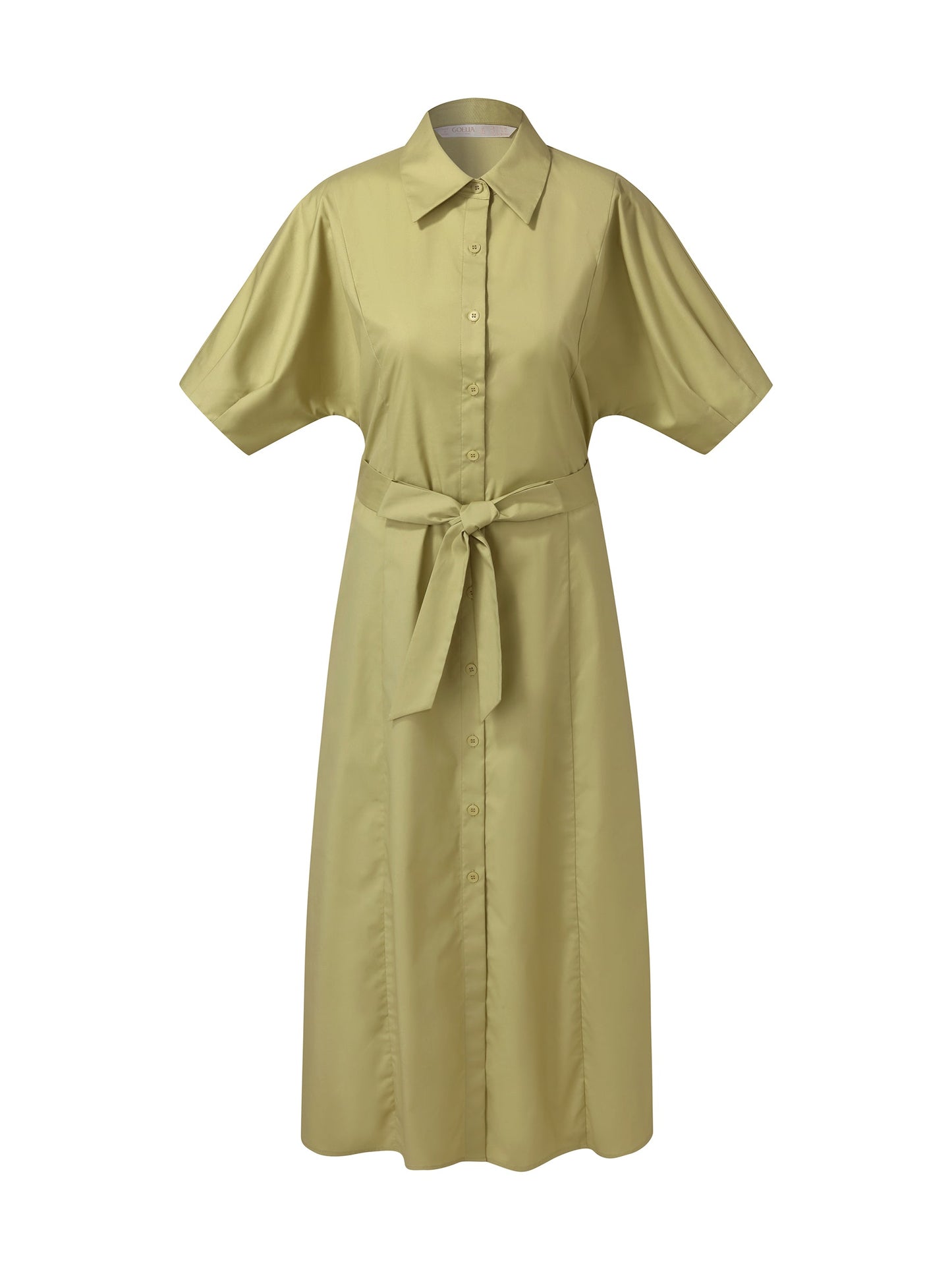 Gathered Waist Stretch Women Maxi Shirt Dress With Belt