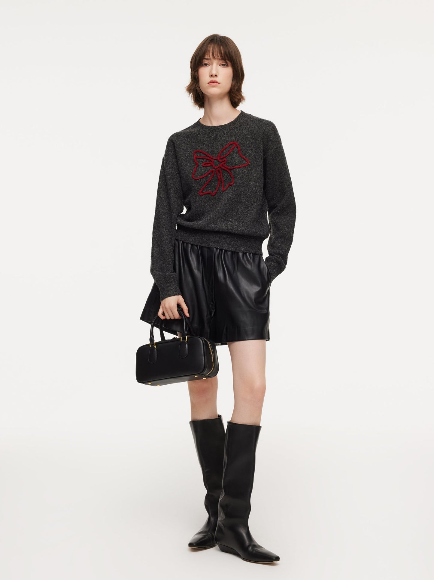 Bowknot Round Neck Women Sweater