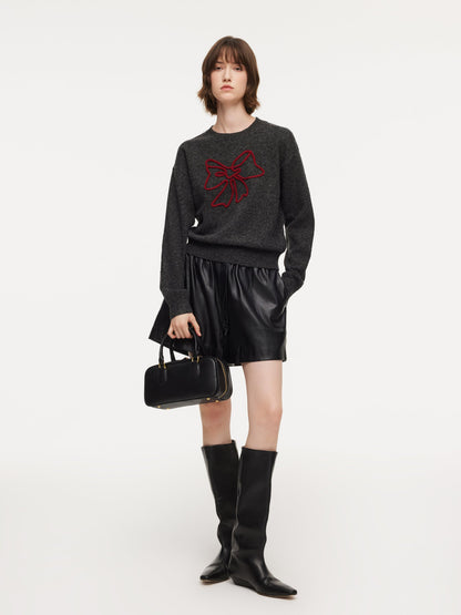 Bowknot Round Neck Women Sweater