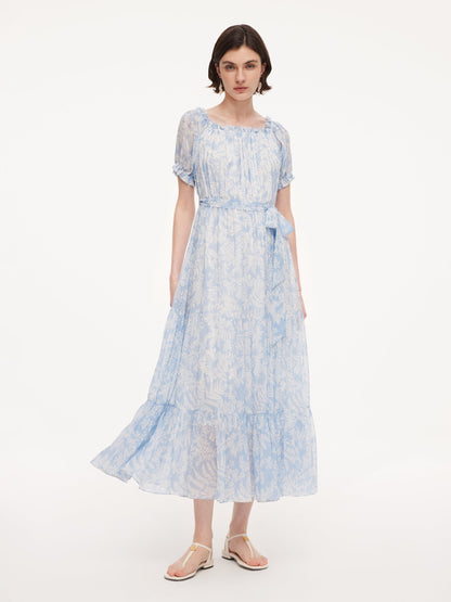 10MM Mulberry Silk Convertible Neck Women Belted Maxi Dress