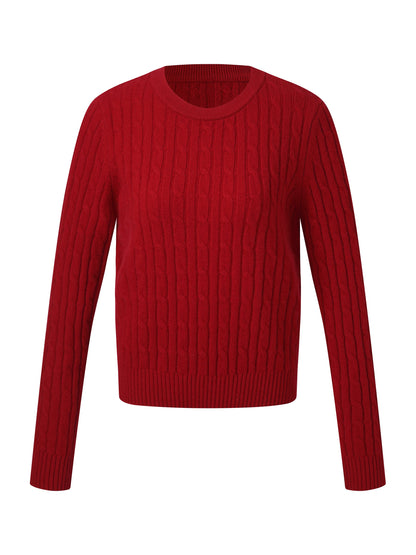 100% Wool Cable Knit Women Sweater