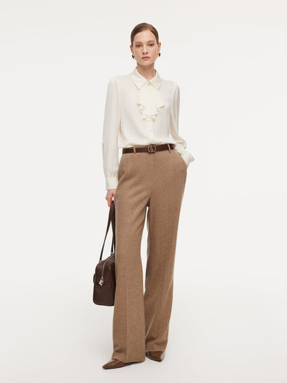 22MM Mulberry Silk Women Shirt With Detachable Ruffle Detail