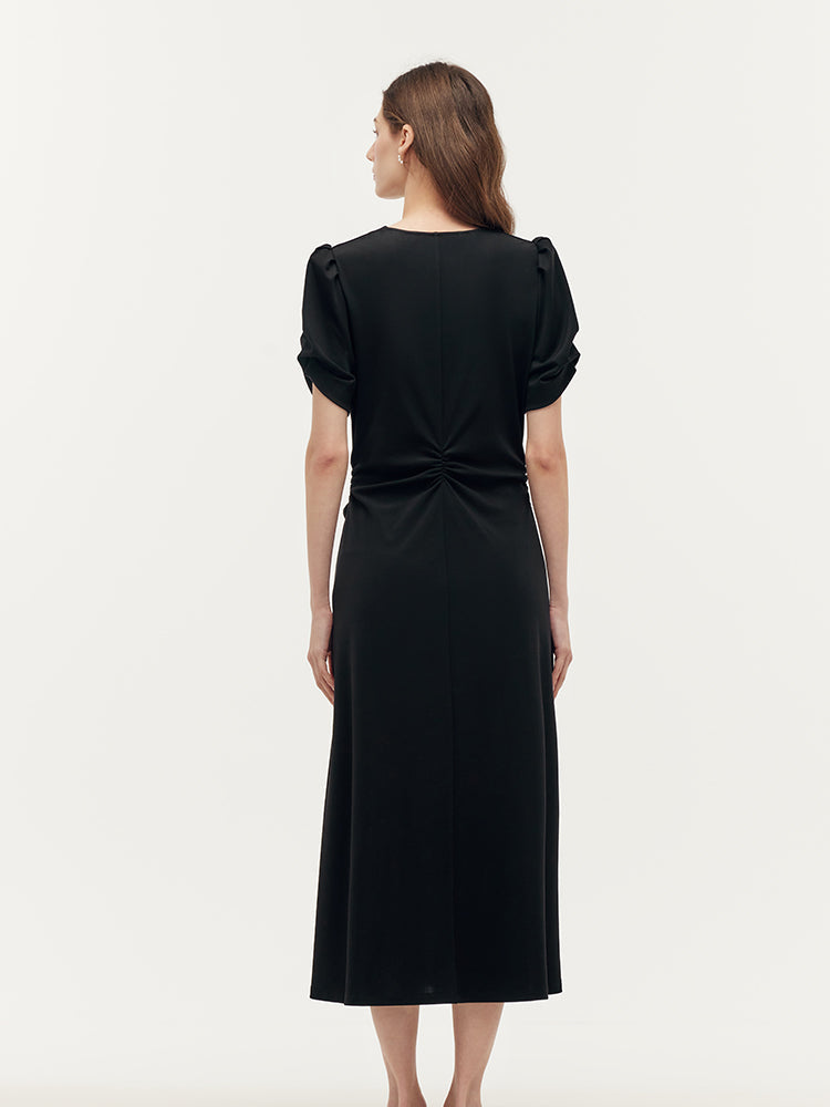 Acetate Twist Front Women Knit Maxi Dress With Hairband