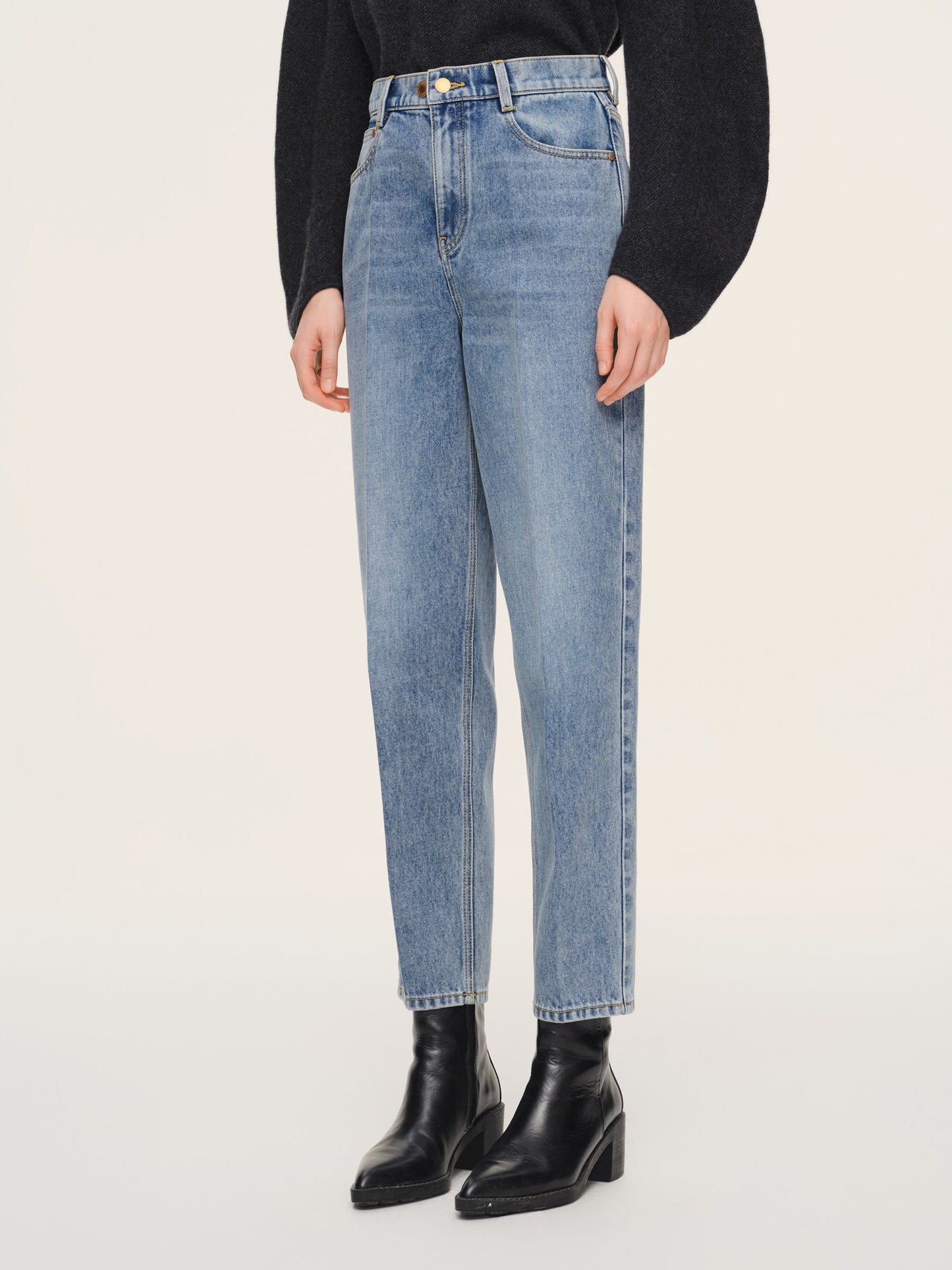 100% Cotton Denim Women Tapered Ankle Jeans