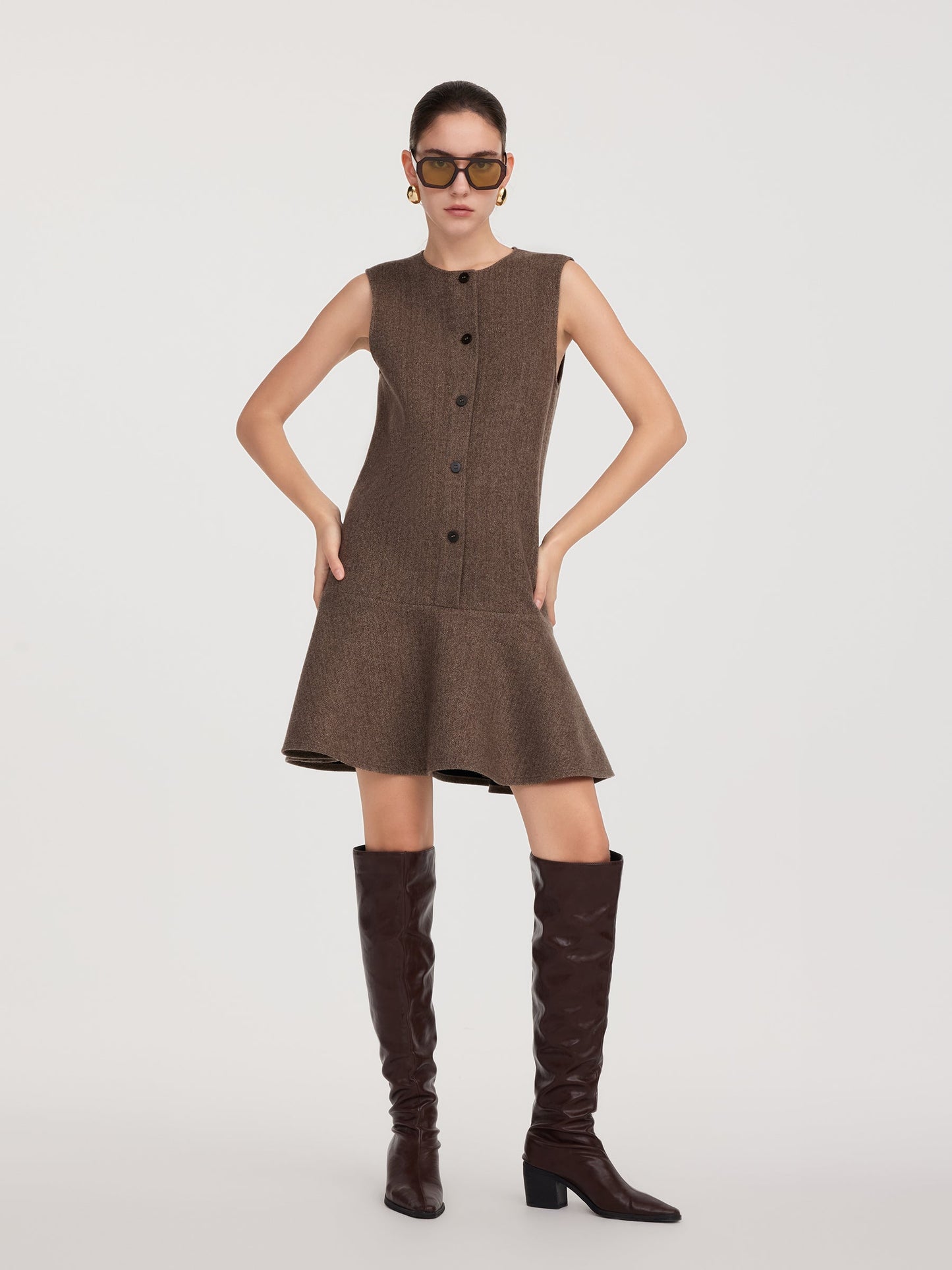 Washable Wool Blazer And Sleeveless Mini Dress Two-Piece Set
