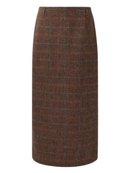 100% Wool Plaid Women Column Skirt