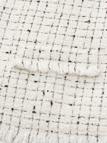 Wool Blend Tweed Frayed Hem Women Jacket
