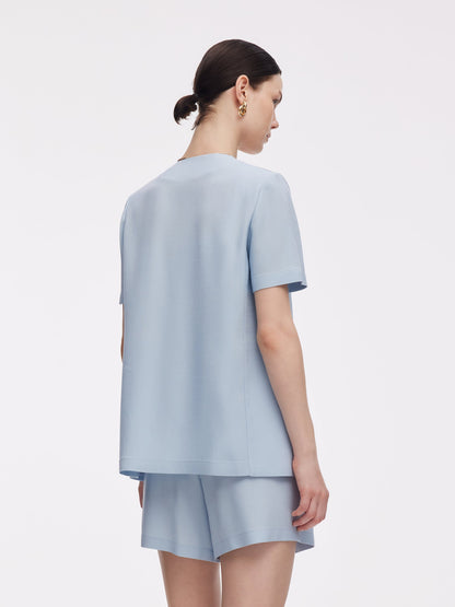 100% Acetate Women Short Sleeve Blazer