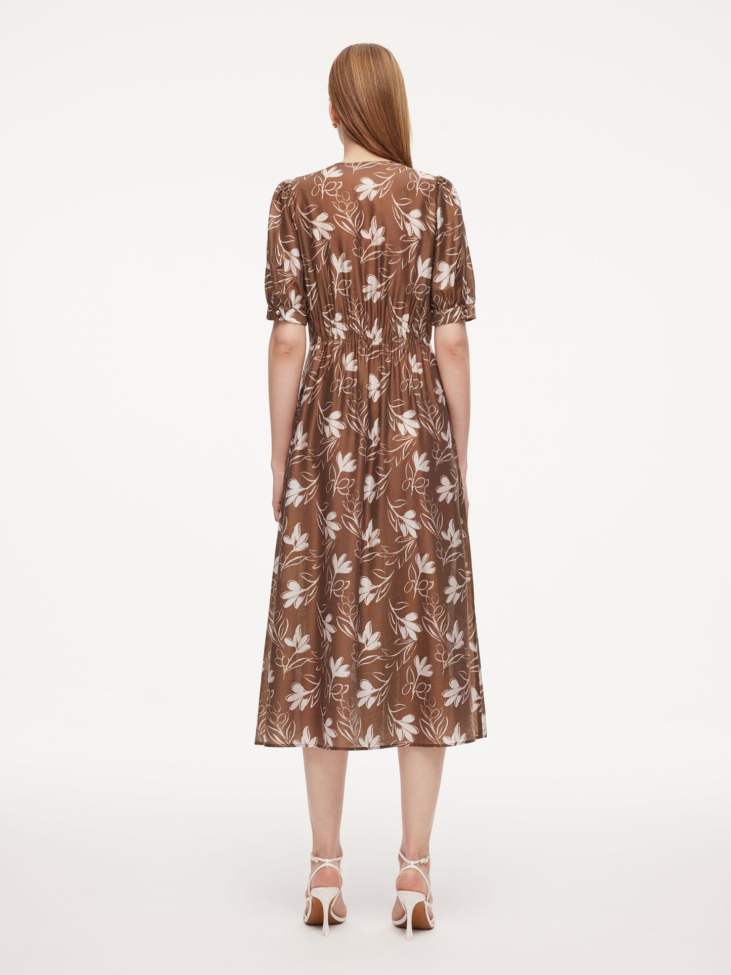 Tencel Blend Floral Print Twist Front Women Maxi Dress