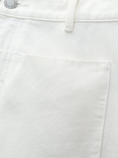 100% Cotton Denim Women Wide Leg Jeans With Belt