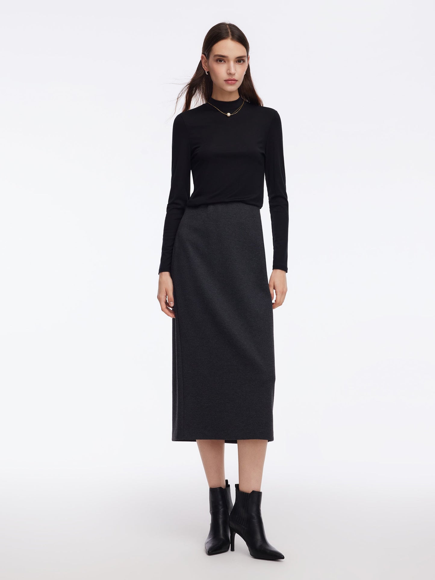 Knit Tank And Skirt And Long Sleeve Top Three-Piece Set