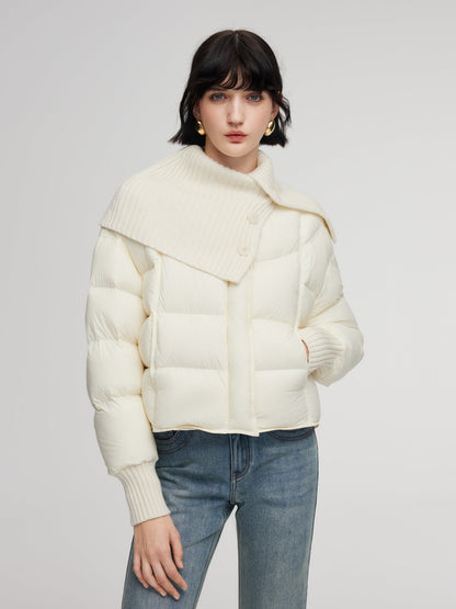 Cocoon Knitted Convertible Collar Goose Down Jacket