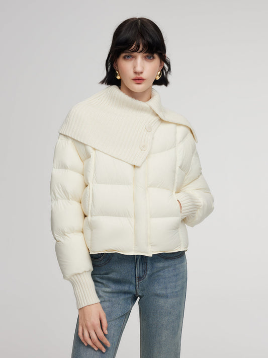 Cocoon Knitted Convertible Collar Goose Down Jacket