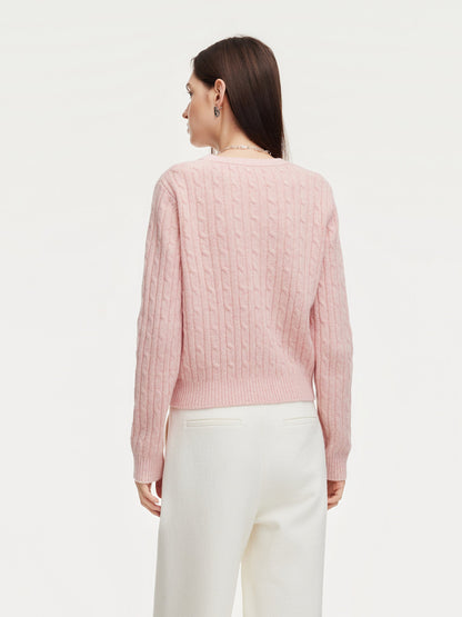 100% Wool Cable Knit Women Sweater