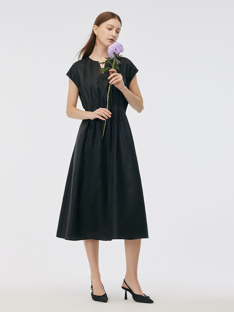 19MM Xiang Yun Silk Cap Sleeve Women Midi Dress