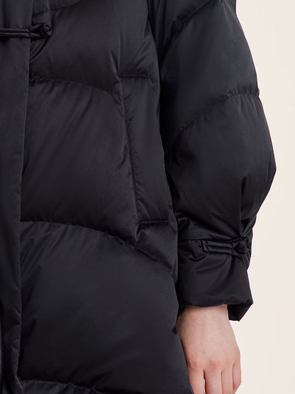 Cheongsam Button Hooded Mid-Length Goose Down Garment