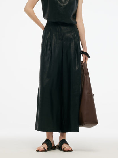 16MM Xiang Yun Silk Women Wide Leg Ankle Length Pants