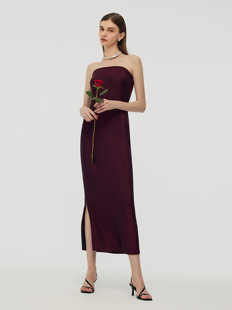 Glitter Women Party Slip Maxi Dress With Detachable Spaghetti Strap