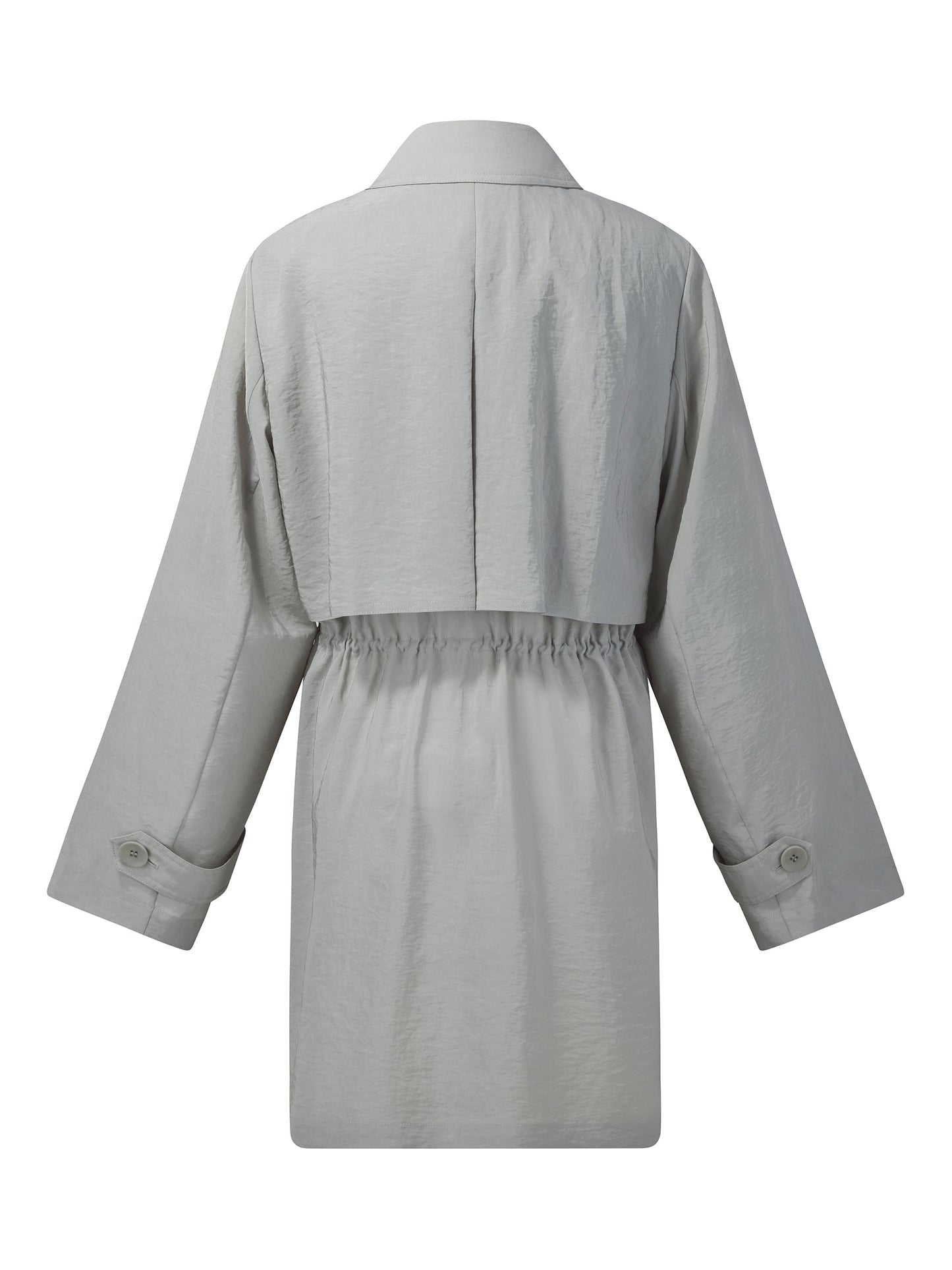[Preview] Triacetate Blend Drawstring Waist Women Trench Coat