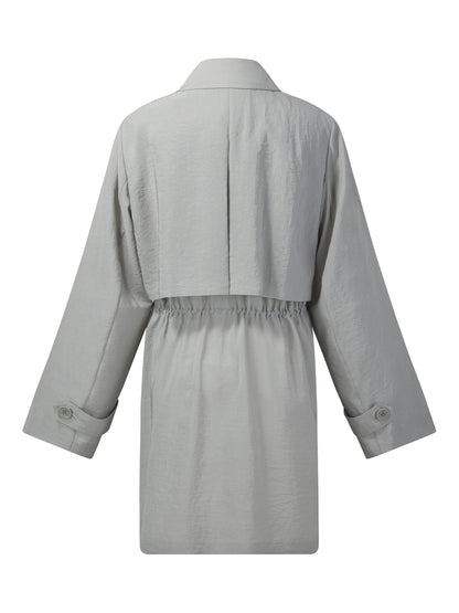 [Preview] Triacetate Blend Drawstring Waist Women Trench Coat
