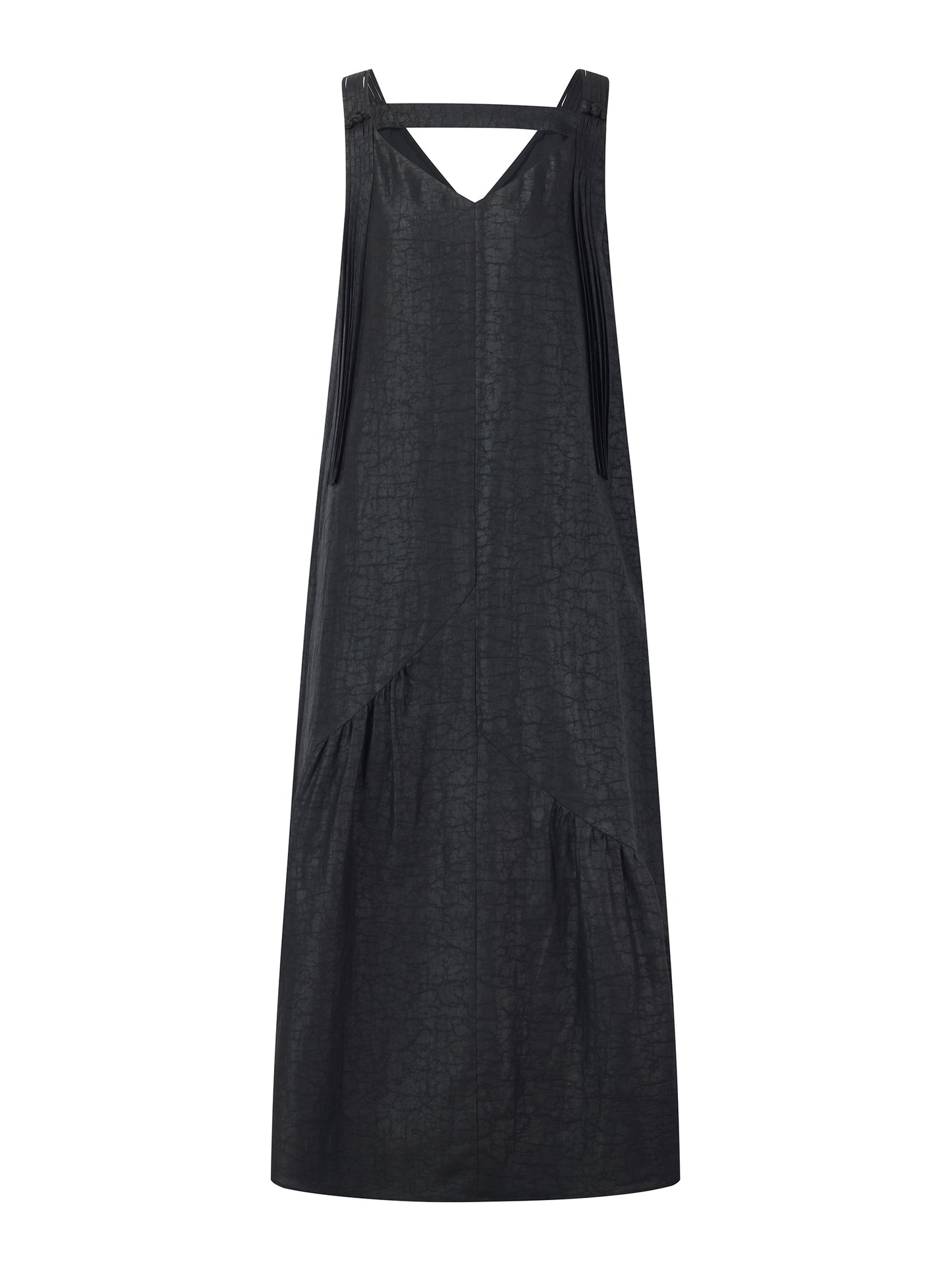 12MM Gambiered Canton Gauze Women V-Neck Sleeveless Maxi Dress