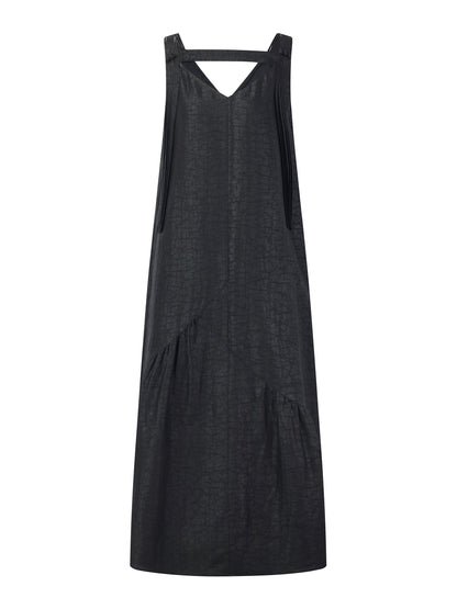 12MM Gambiered Canton Gauze Women V-Neck Sleeveless Maxi Dress