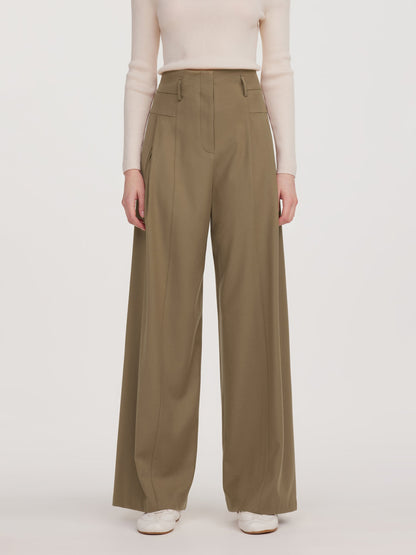 Cashmere Wool Blend Women Wide Leg Pants